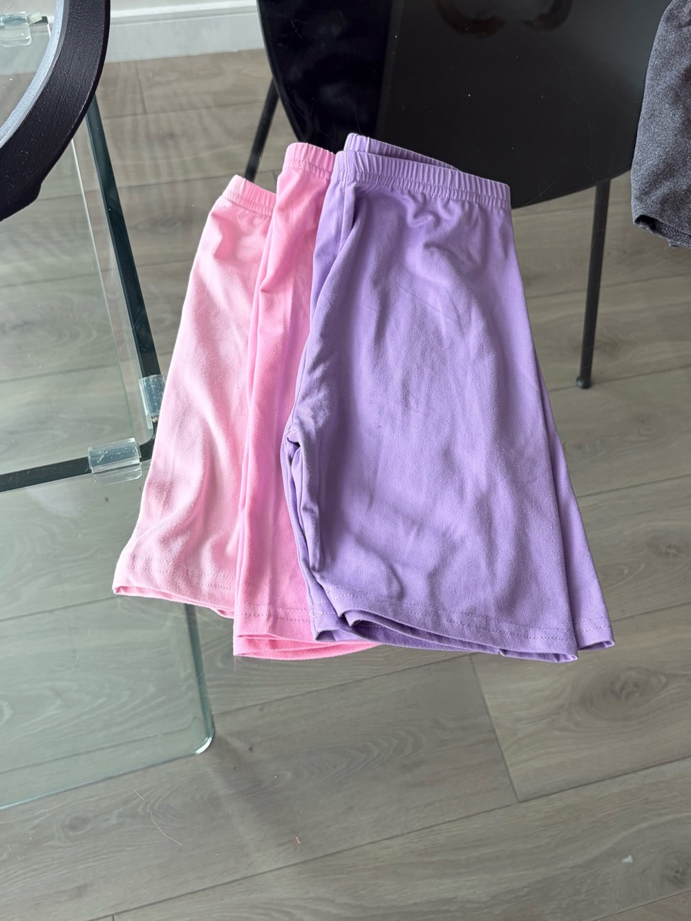 Girls' Elastic-Waist Bike Shorts — Pink & Lavender